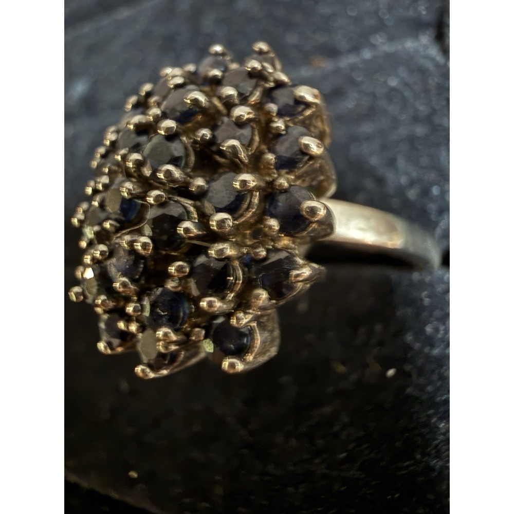 925 Sterling Silver Ring Sapphire Gemstone Jewelry ADI 925 Cluster LARGE Size 10 - Picture 13 of 16